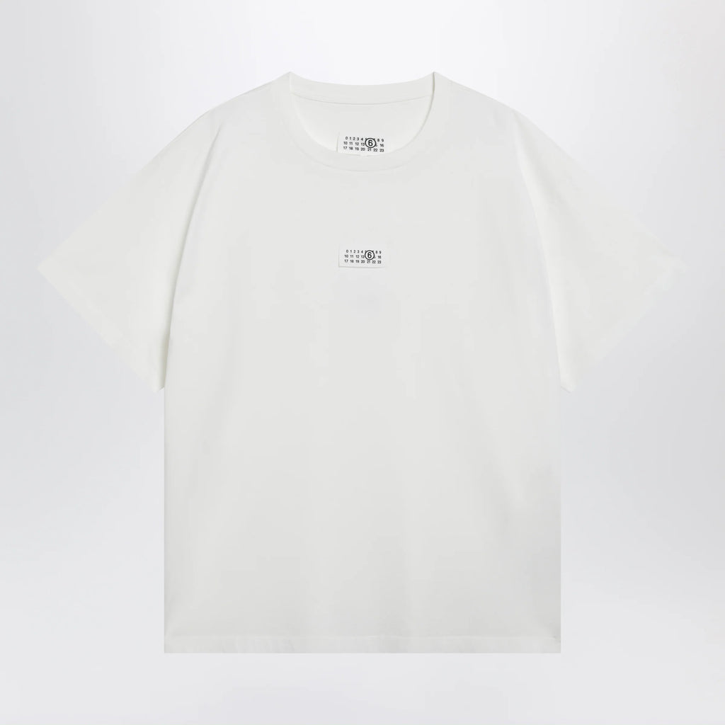 MM6 Maison Margiela White cotton T-shirt with Numeric logo