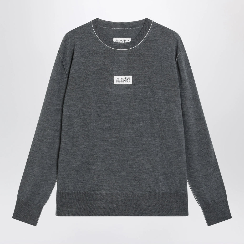 MM6 Maison Margiela Grey wool sweater with Numeric logo