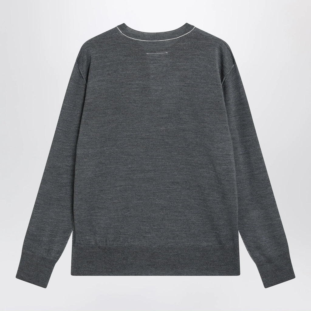 MM6 Maison Margiela Grey wool sweater with Numeric logo