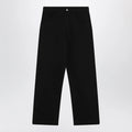 MM6 Maison Margiela Wide-leg cotton trousers with embroidered logo, black