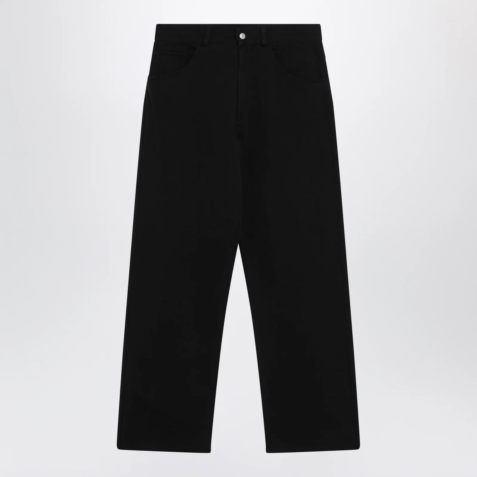 MM6 Maison Margiela Wide-leg cotton trousers with embroidered logo, black