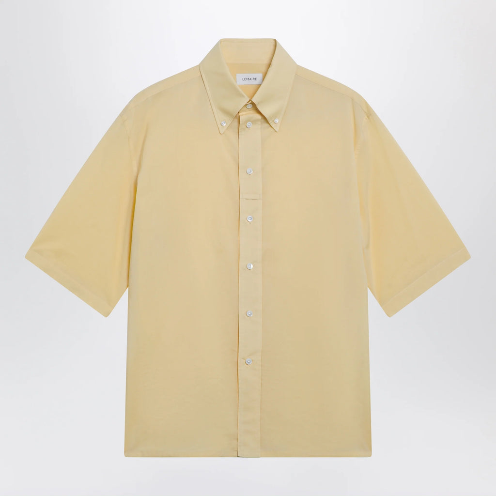 LEMAIRE Light yellow short-sleeve wool shirt