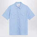 MM6 Maison Margiela Short-sleeve poplin shirt with reinforcements, light blue