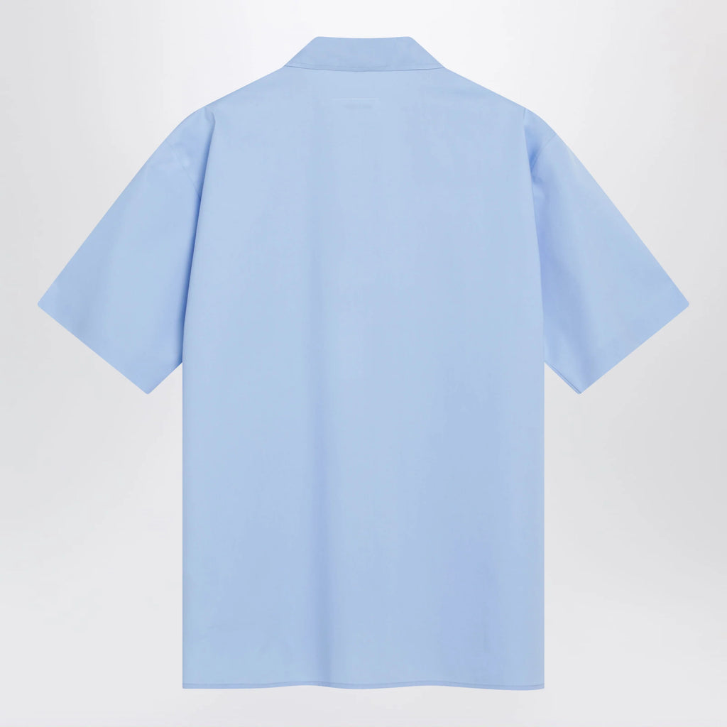 MM6 Maison Margiela Short-sleeve poplin shirt with reinforcements, light blue