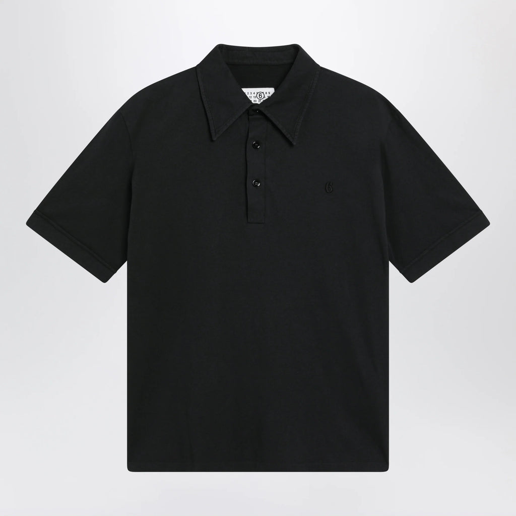 MM6 Maison Margiela Black cotton polo shirt