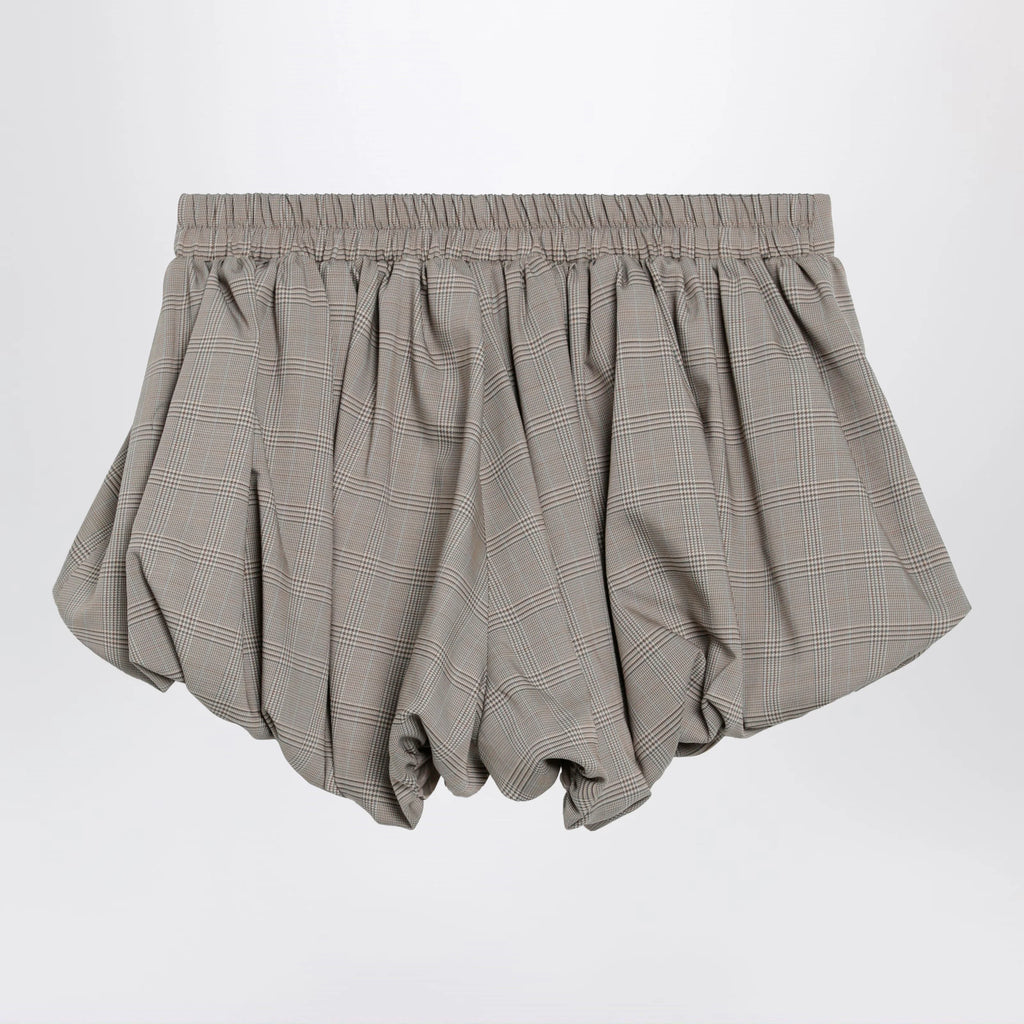 The Frankie Shop Beige checkered balloon shorts in a wool blend