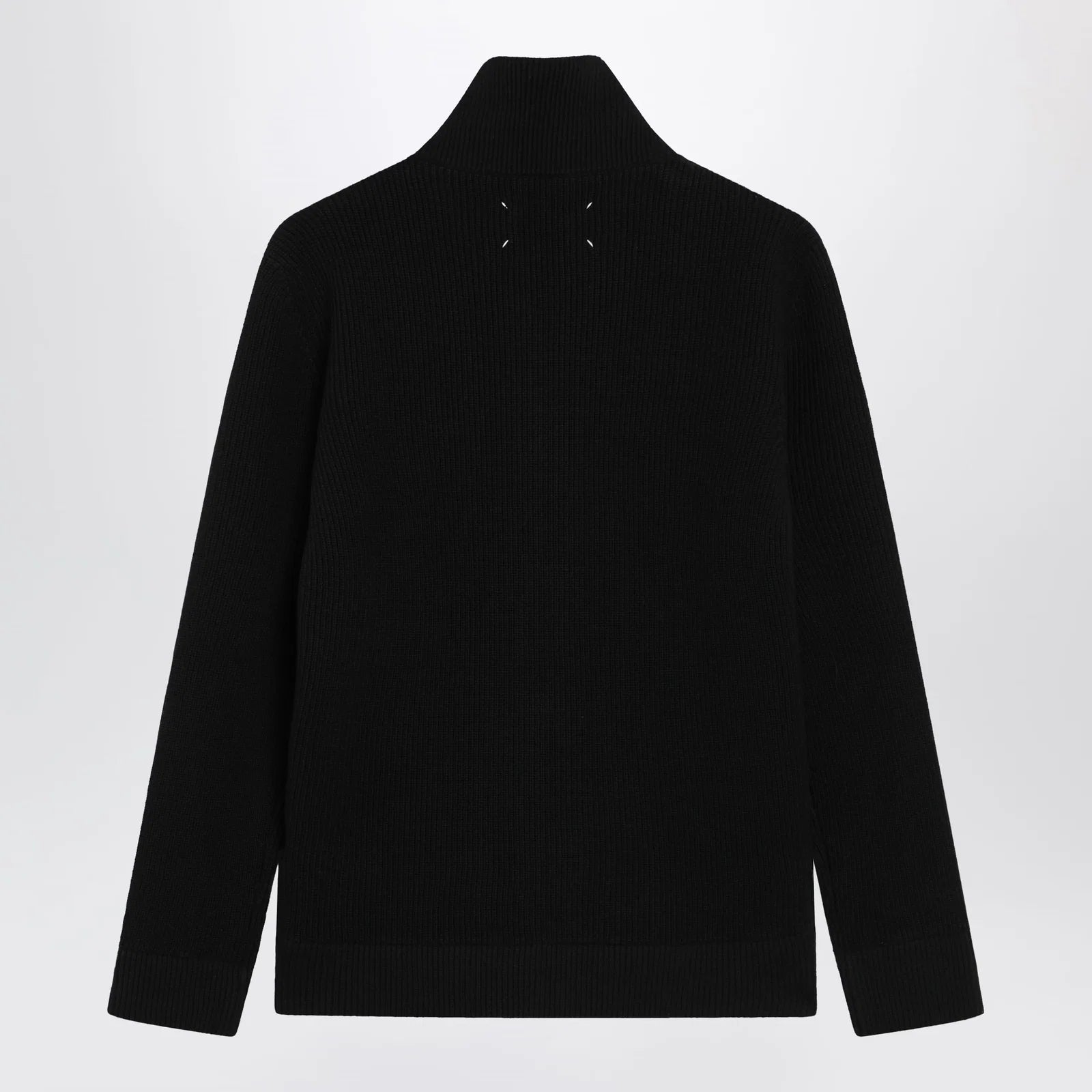Maison Margiela Zip-Up Knit Cardigan in Black Cotton and Wool