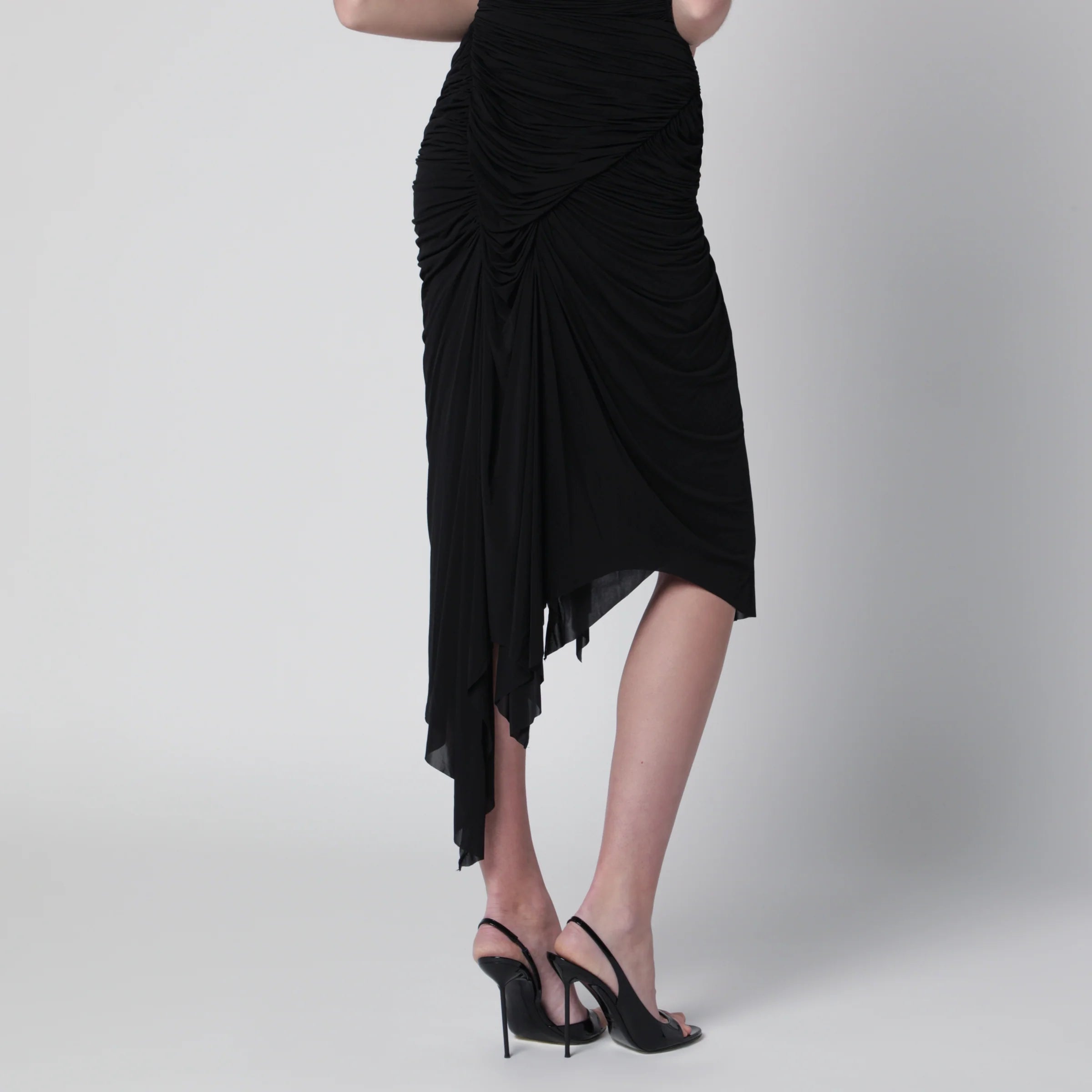 Francesco Murano Black draped skirt with front slit