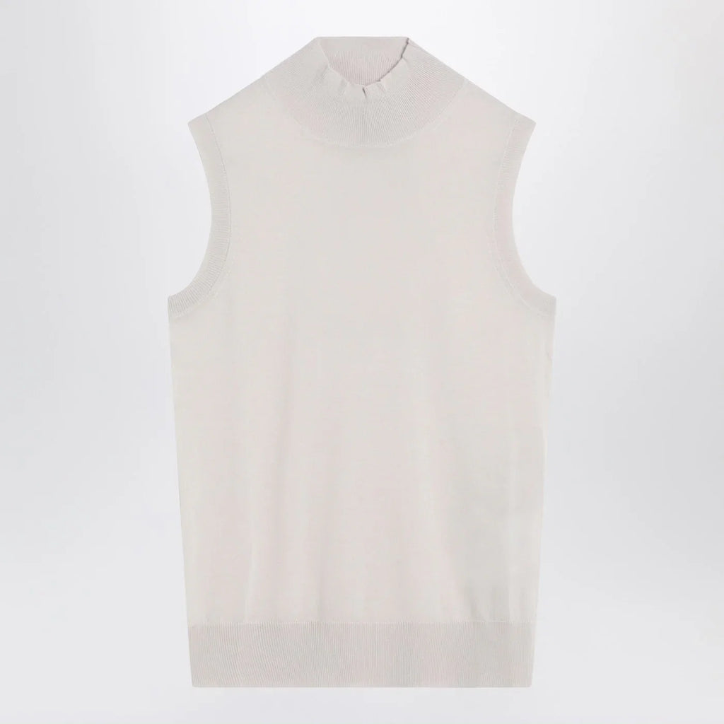 S Max Mara White turtleneck vest in wool