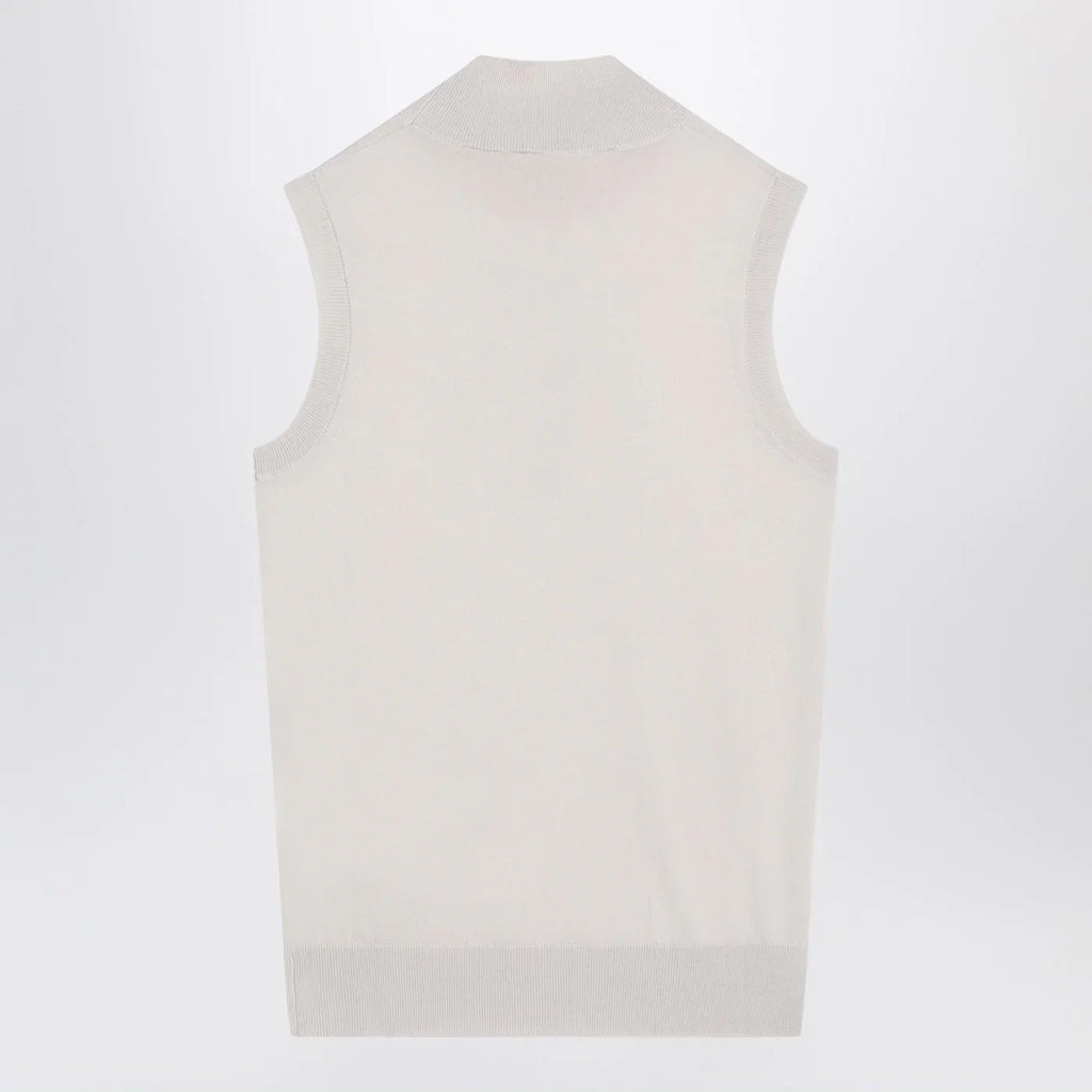S Max Mara White turtleneck vest in wool