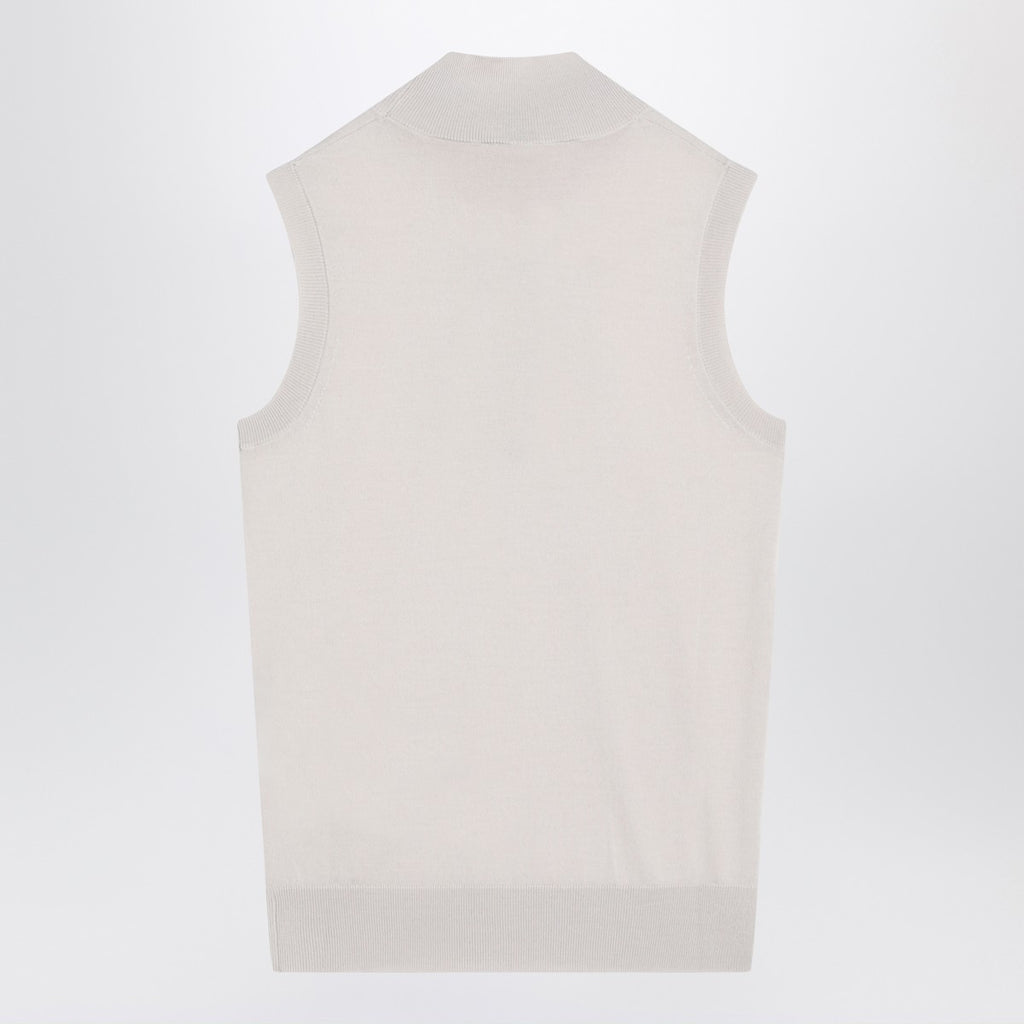 S Max Mara White turtleneck vest in wool