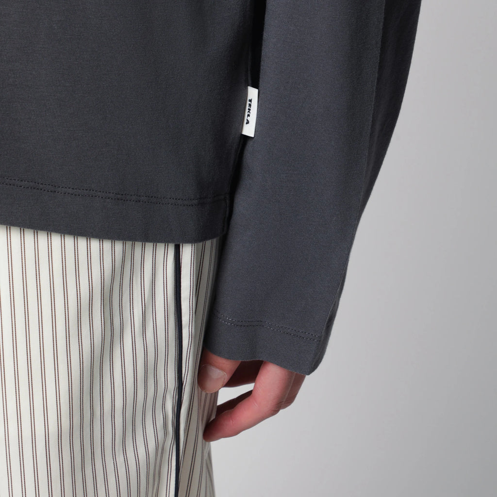 Tekla Black washed long-sleeve T-shirt