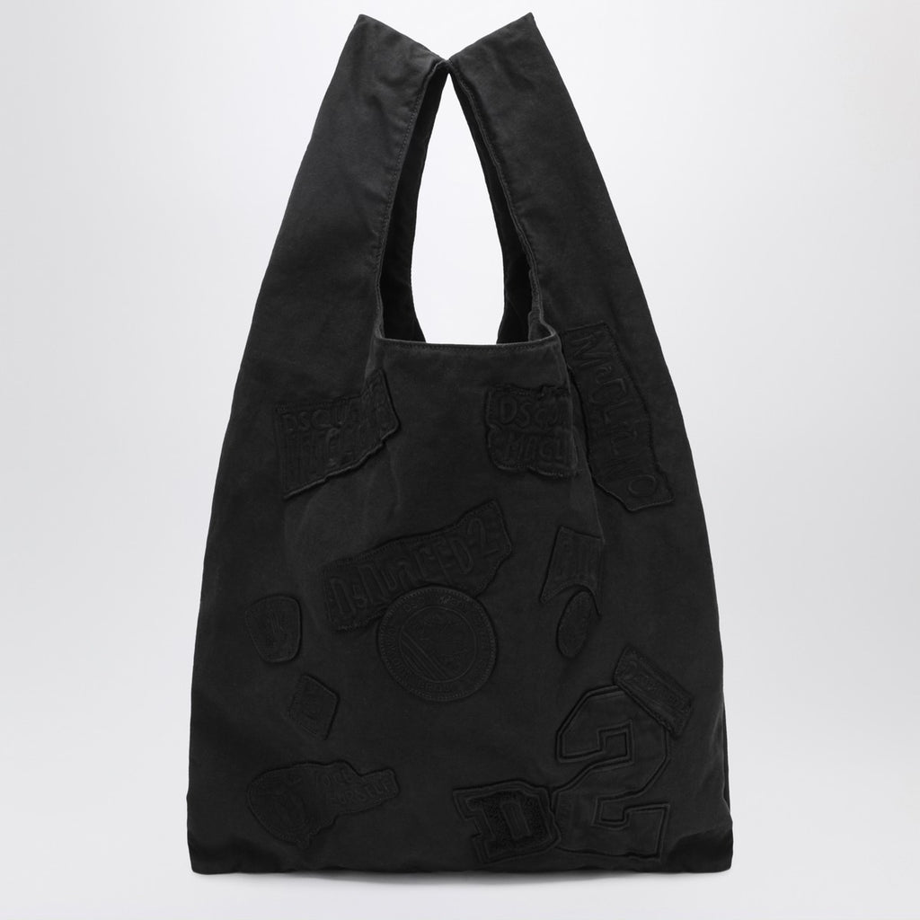 Magliano X D2 Black canvas tote with patches