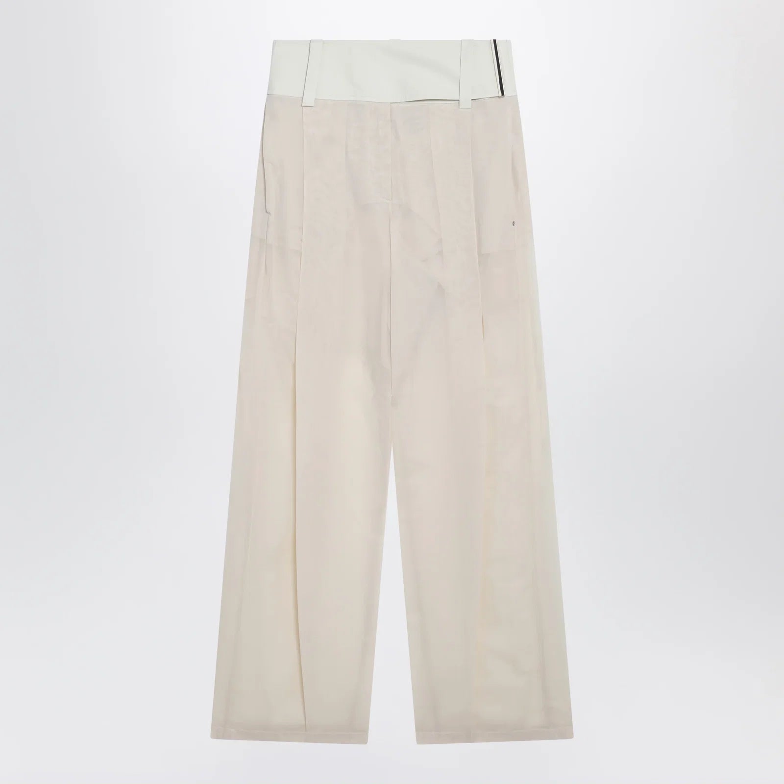 Sportmax Wide-leg trousers in ecru organza cotton voile