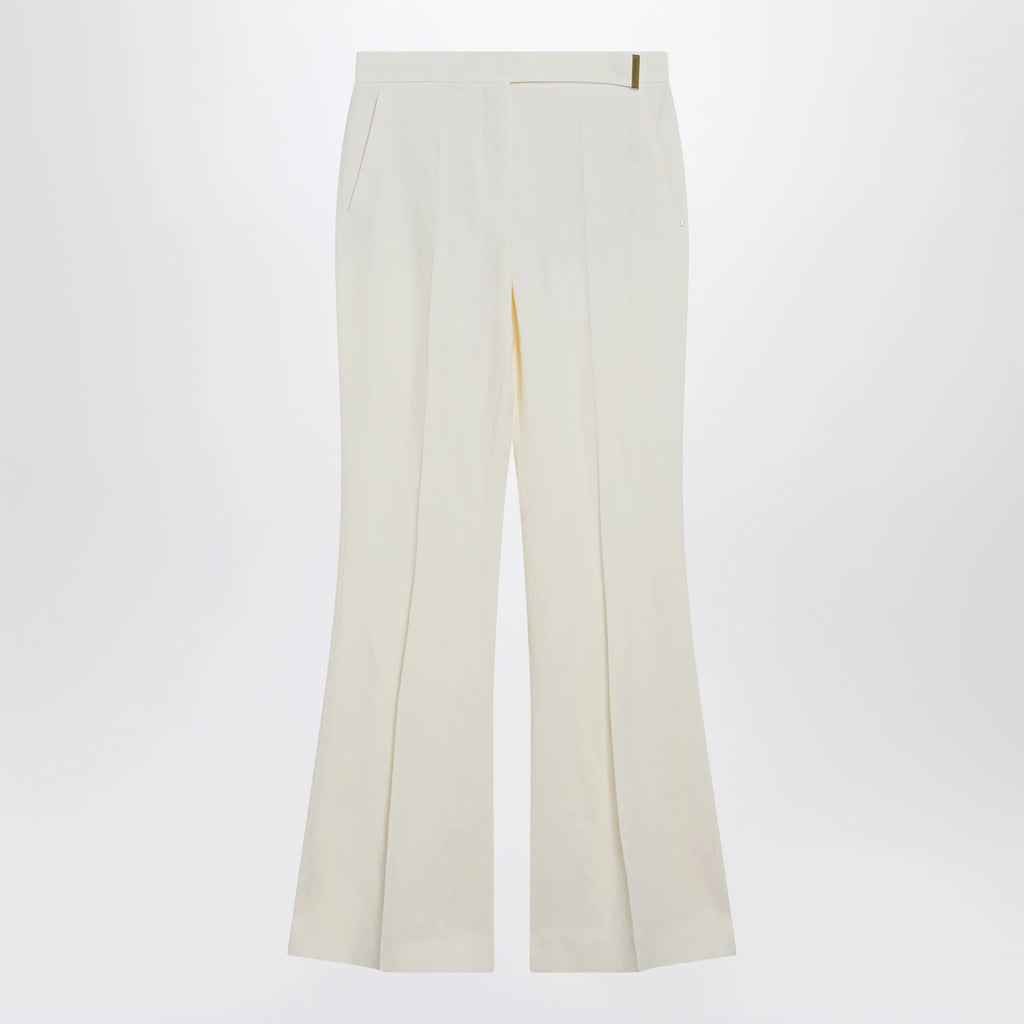Sportmax Low-rise flare trousers in viscose and textile paper