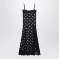 Sportmax Long polka-dot silk dress with lace in black