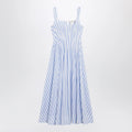 Sportmax Long striped cotton poplin dress in light blue