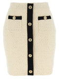 Self-Portrait Cream Sequin Knit Mini Skirt