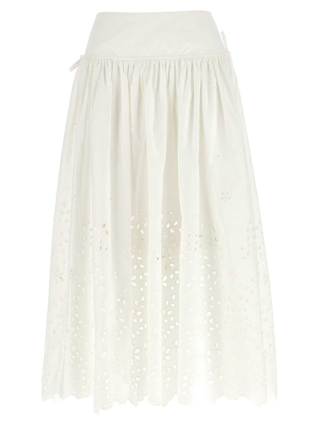 Self-Portrait Self Portrait White Cotton Embroidered Midi Skirt