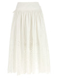 Self-Portrait Self Portrait White Cotton Embroidered Midi Skirt