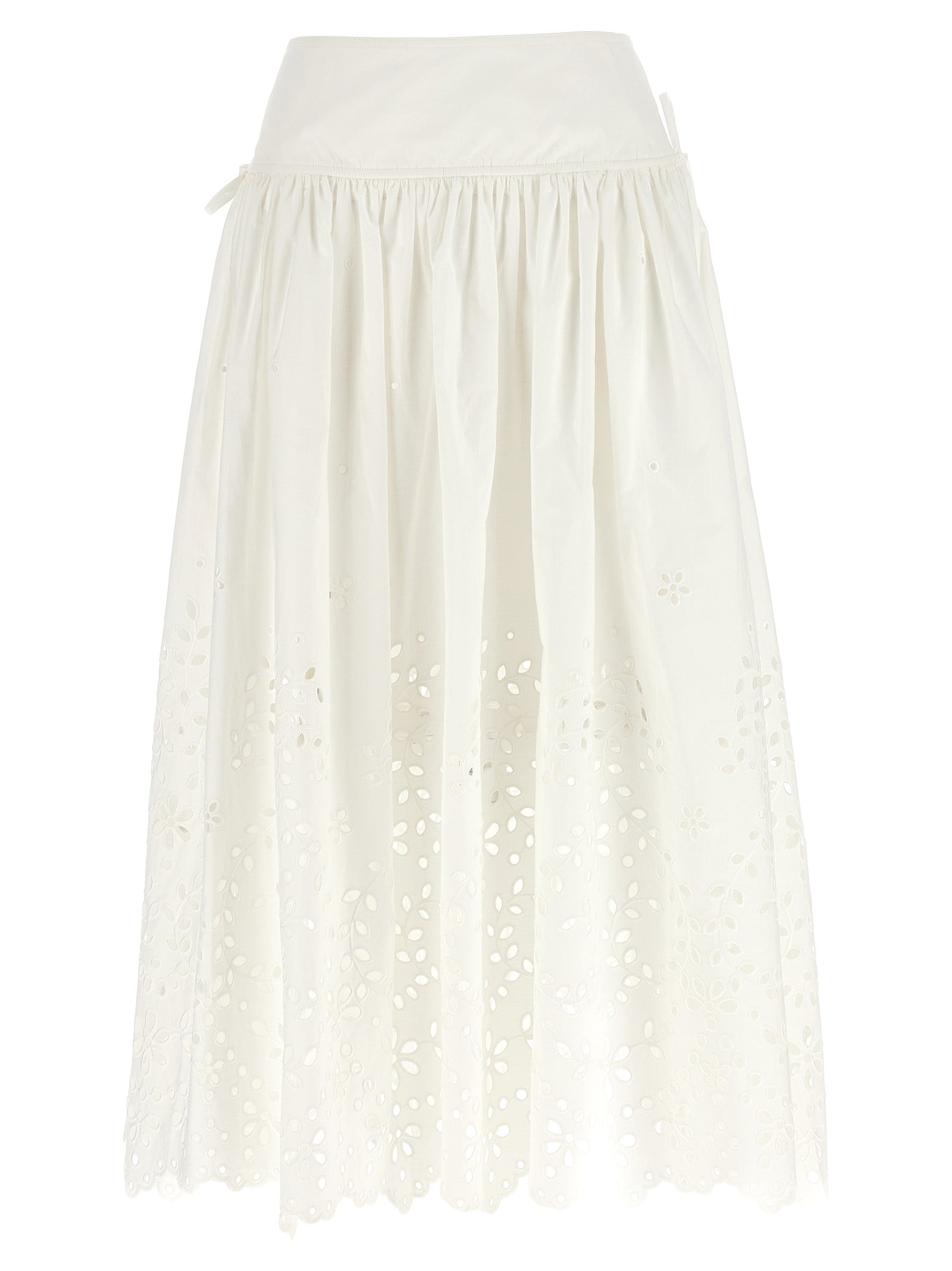 Self-Portrait Self Portrait White Cotton Embroidered Midi Skirt