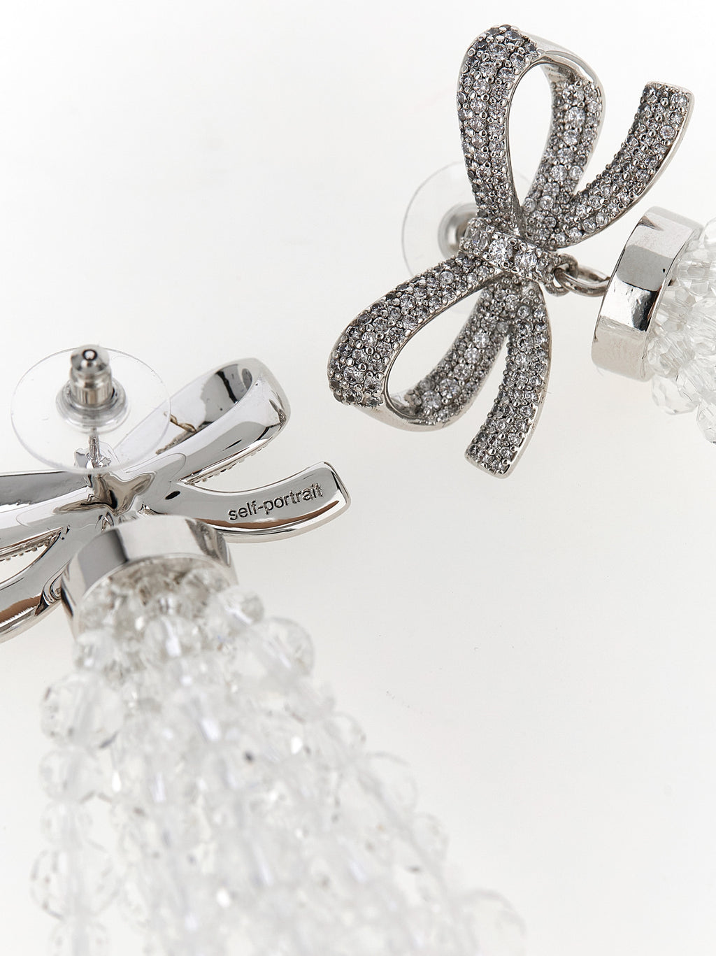 Self-Portrait Bow Beaded Waterfall Earrings