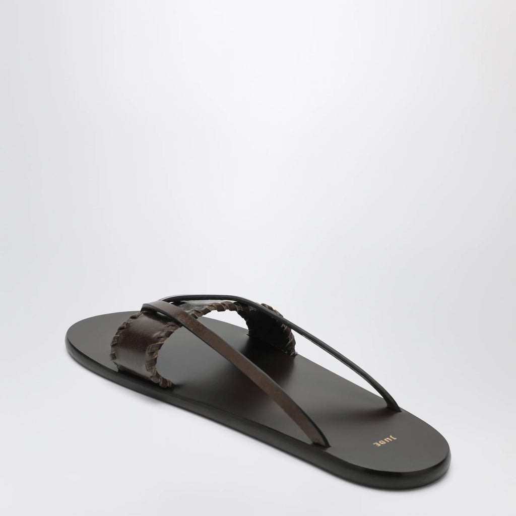 Jude Brown leather flip-flop sandals