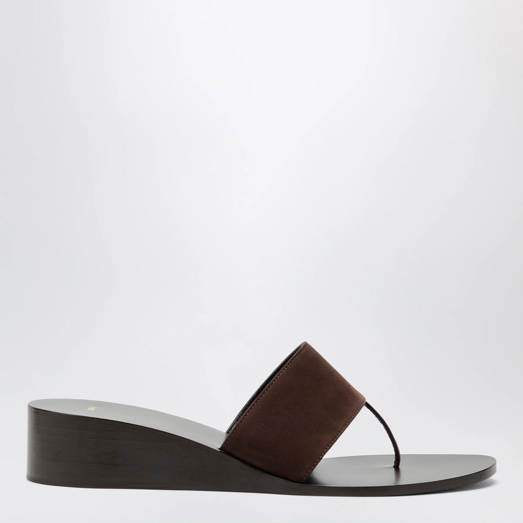 Jude Brown high-heel suede flip-flops