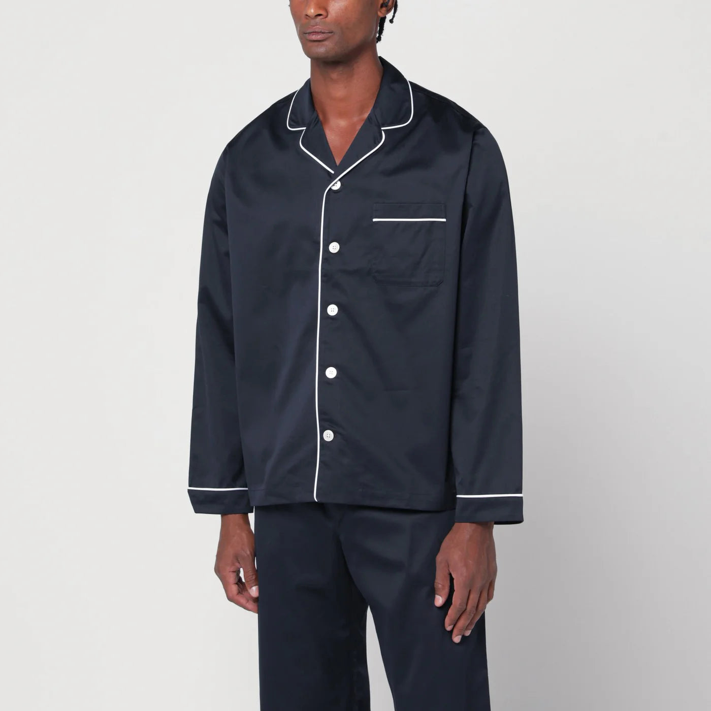 Tekla Blue/white pyjama shirt