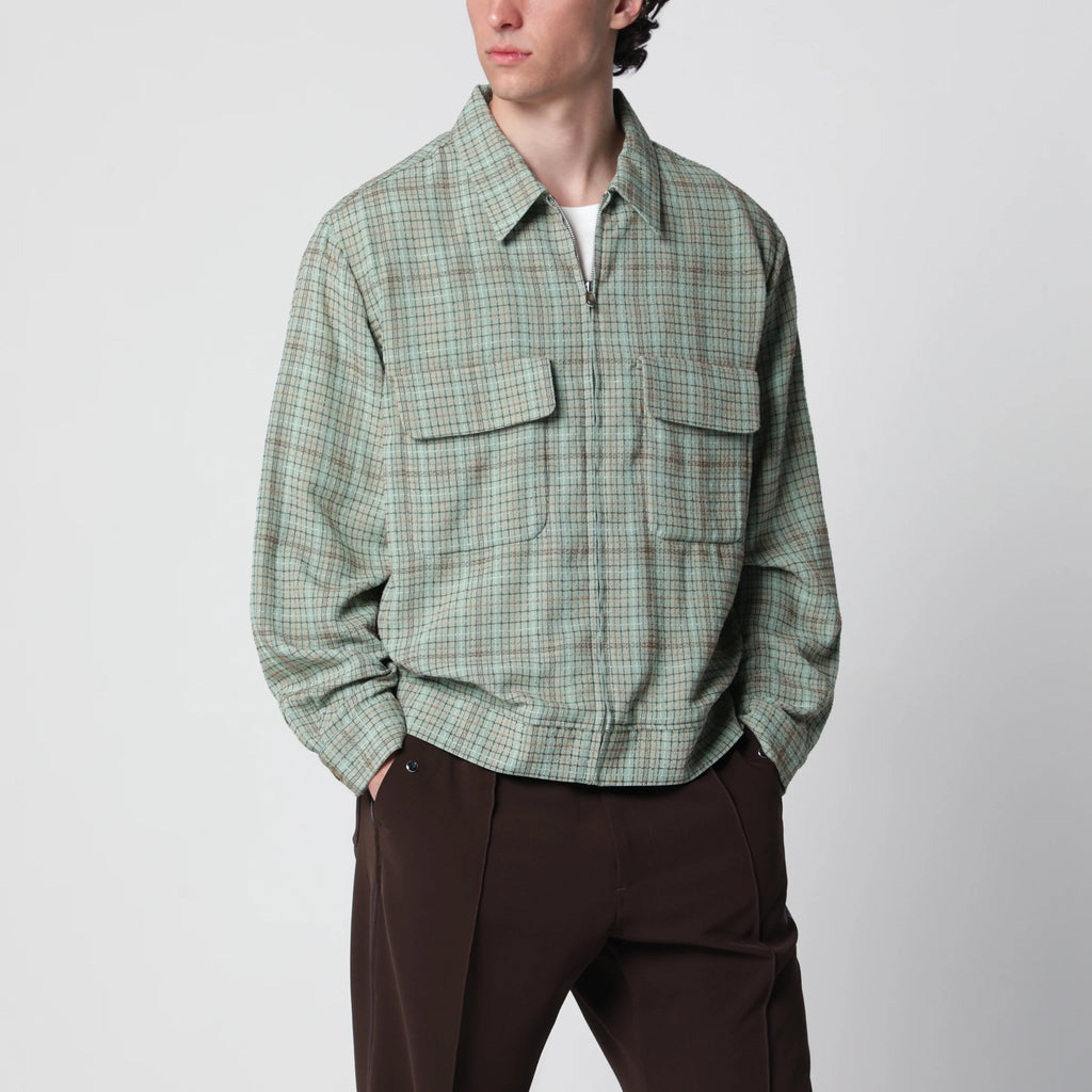 Needles Dobby Grid sporty jacket in rayon blend, mint