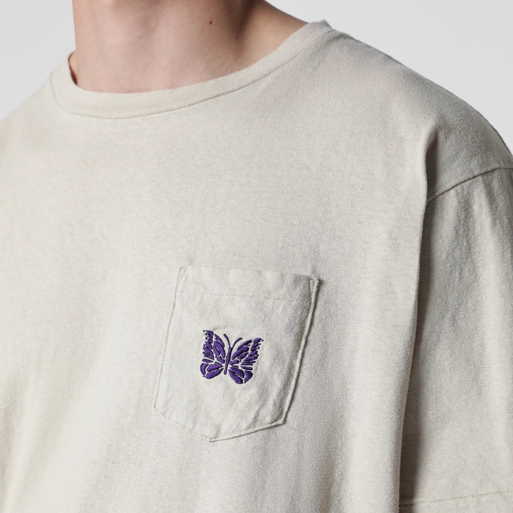 Needles Beige cotton T-shirt with embroidery