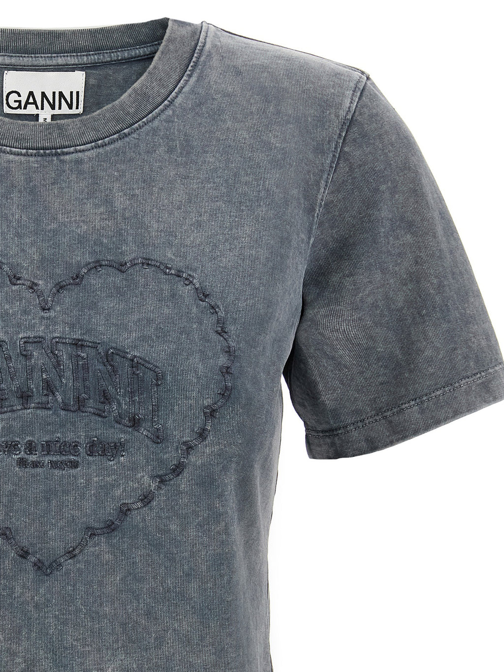 Ganni Grey Washed Heart T-shirt