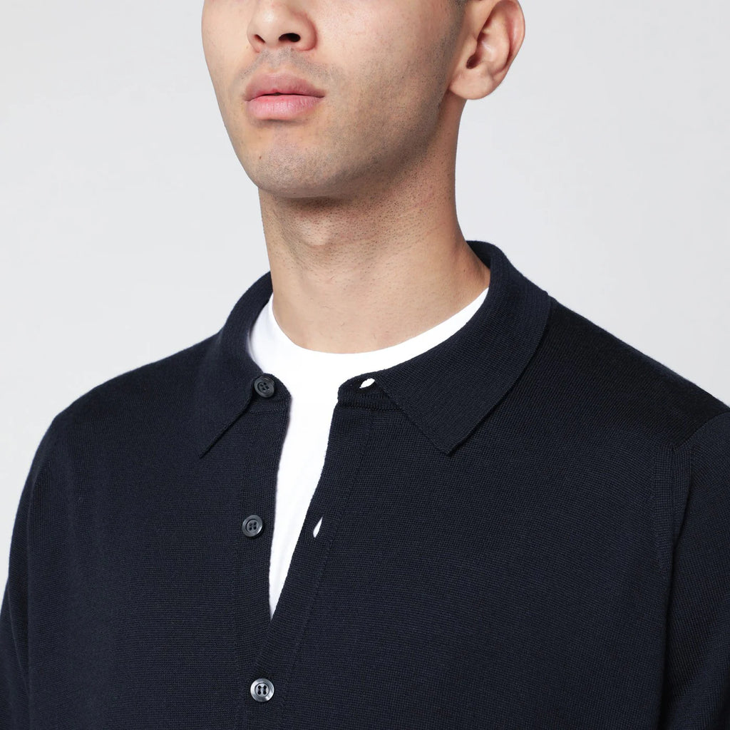 JOHN SMEDLEY Navy wool cardigan