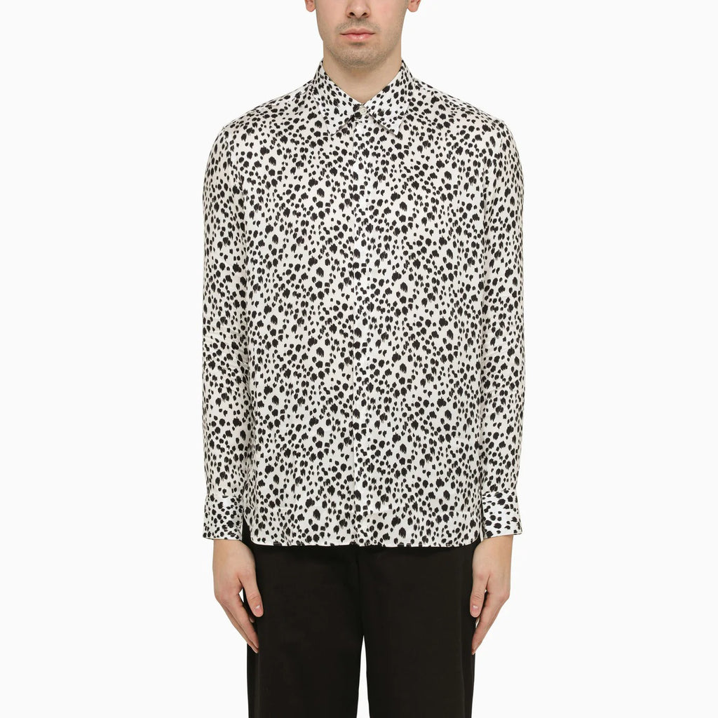 PT Torino White viscose striped shirt