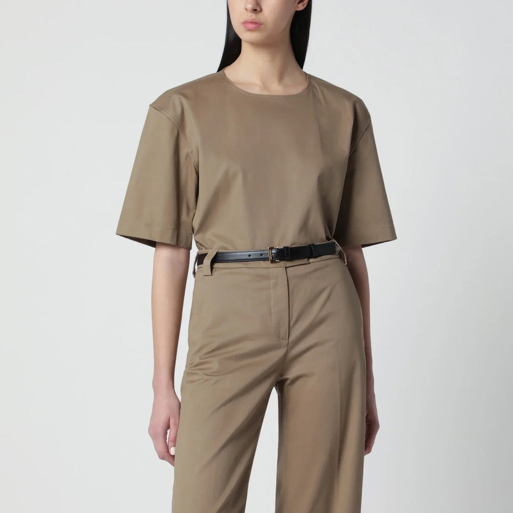 TheLatest Short-sleeve cognac cotton top