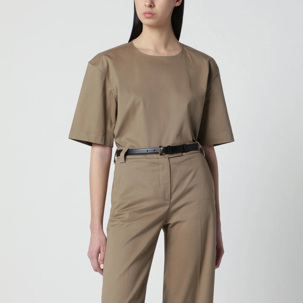 TheLatest Short-sleeve cognac cotton top