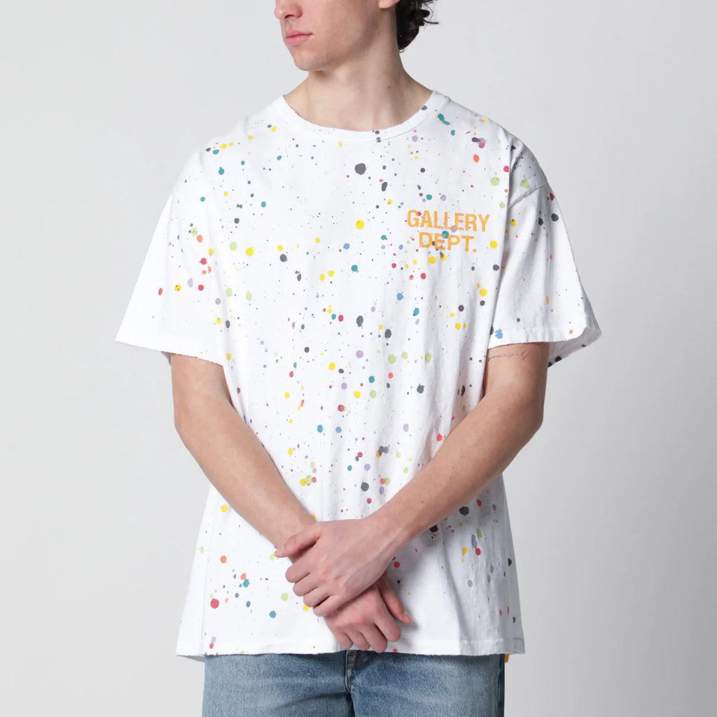 Gallery Dept. White T-shirt with logo print and splashes