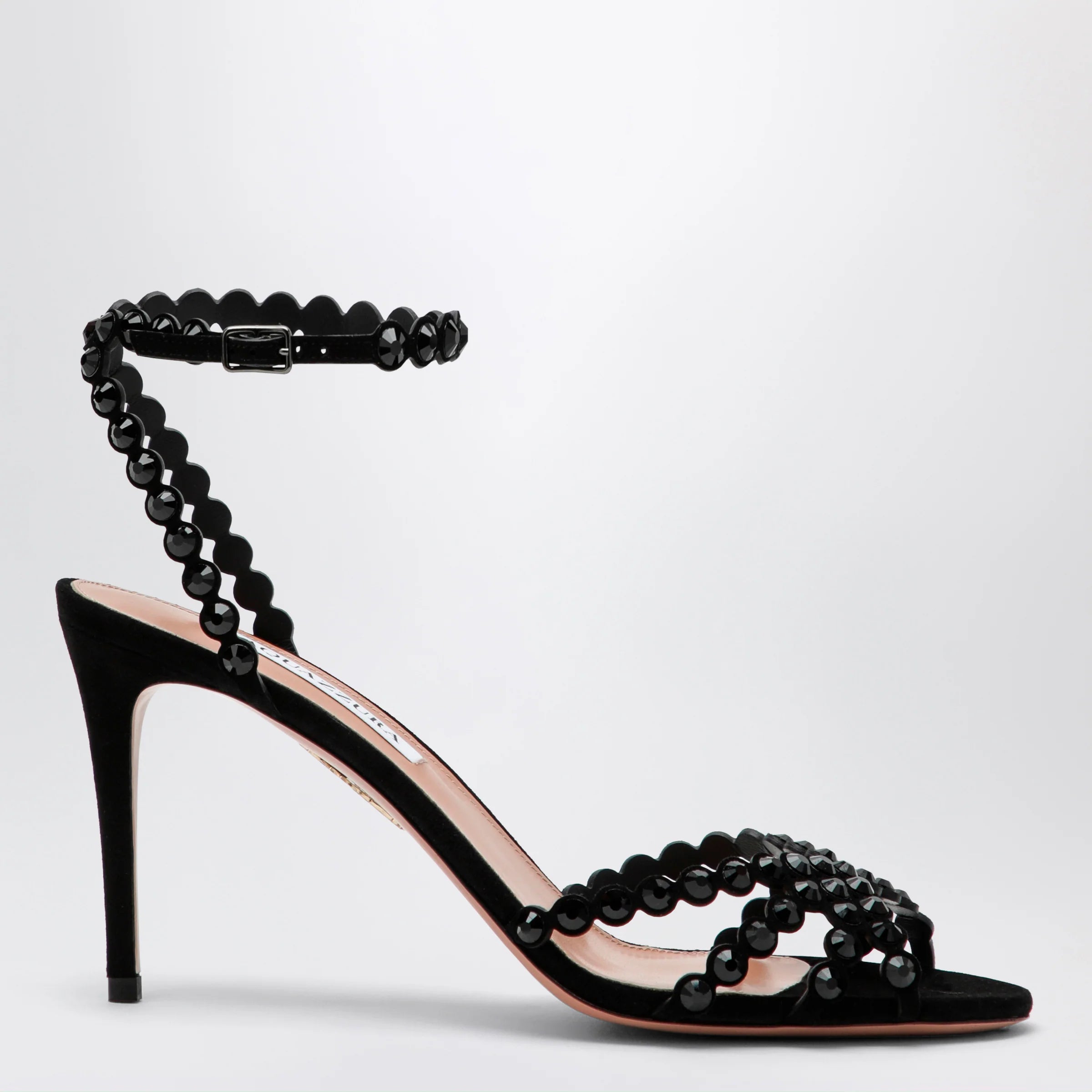 Aquazzura Tequila black sandals in suede with crystals