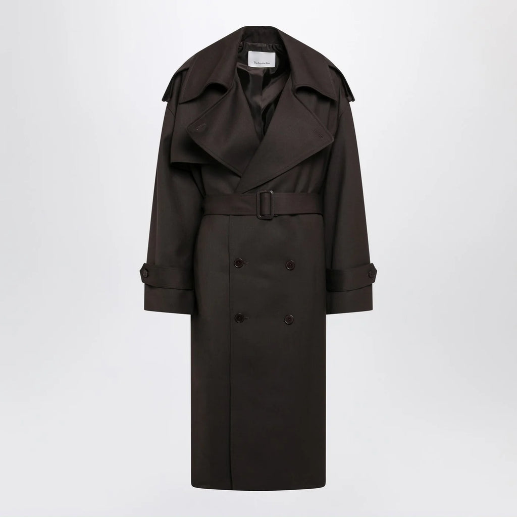 The Frankie Shop Dursley brown wool-blend trench coat