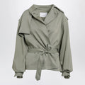 The Frankie Shop Elva short fluid trench coat in sage green viscose
