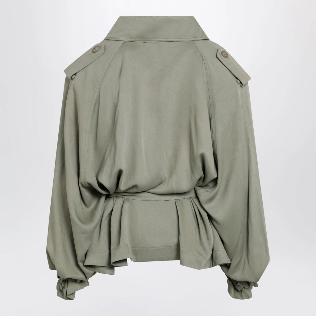 The Frankie Shop Elva short fluid trench coat in sage green viscose