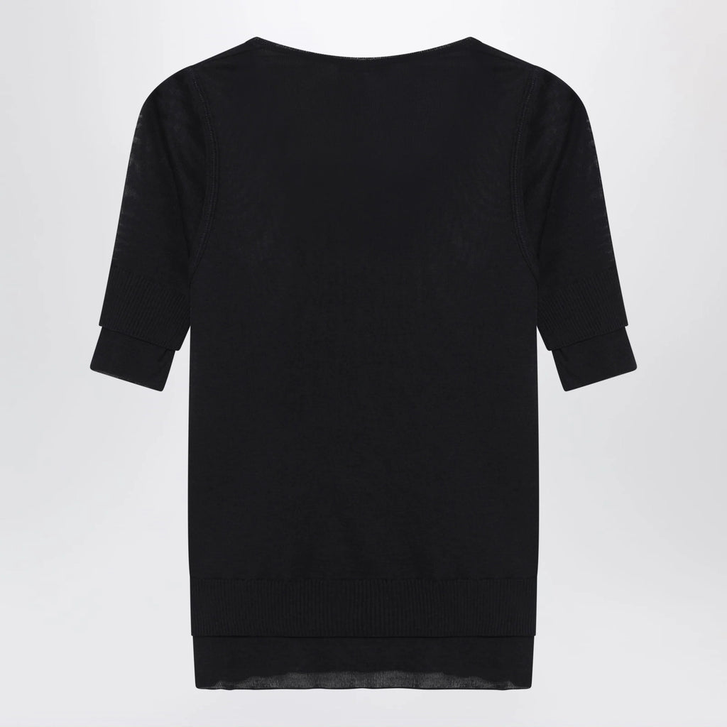 LEMAIRE Midnight blue trompe-l'oeil top in viscose and silk