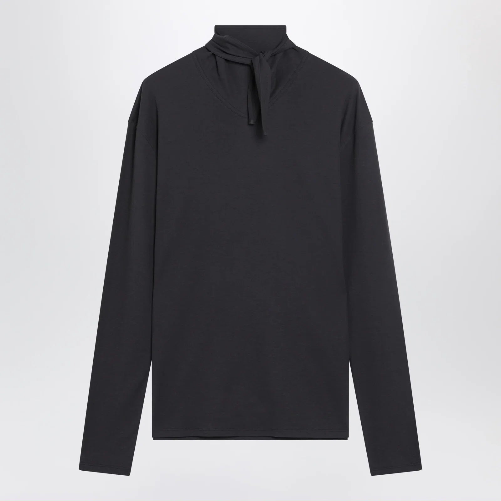 LEMAIRE Dark grey long-sleeved sweater with scarf detail