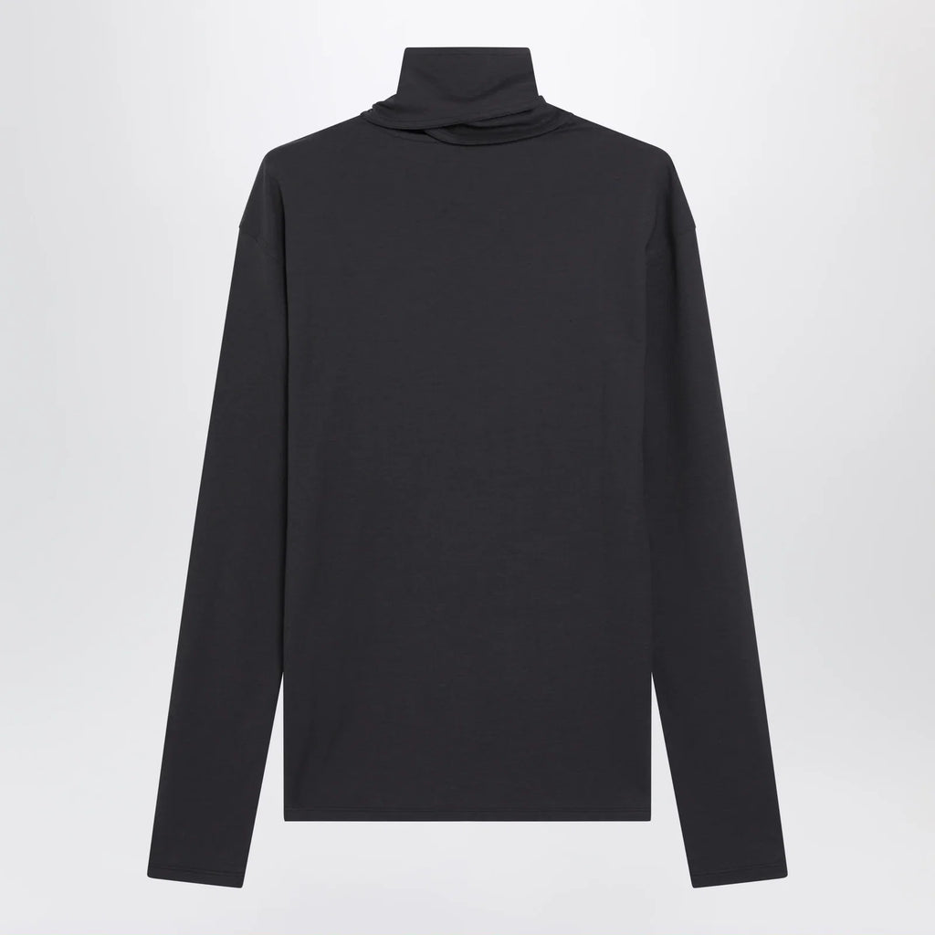 LEMAIRE Dark grey long-sleeved sweater with scarf detail