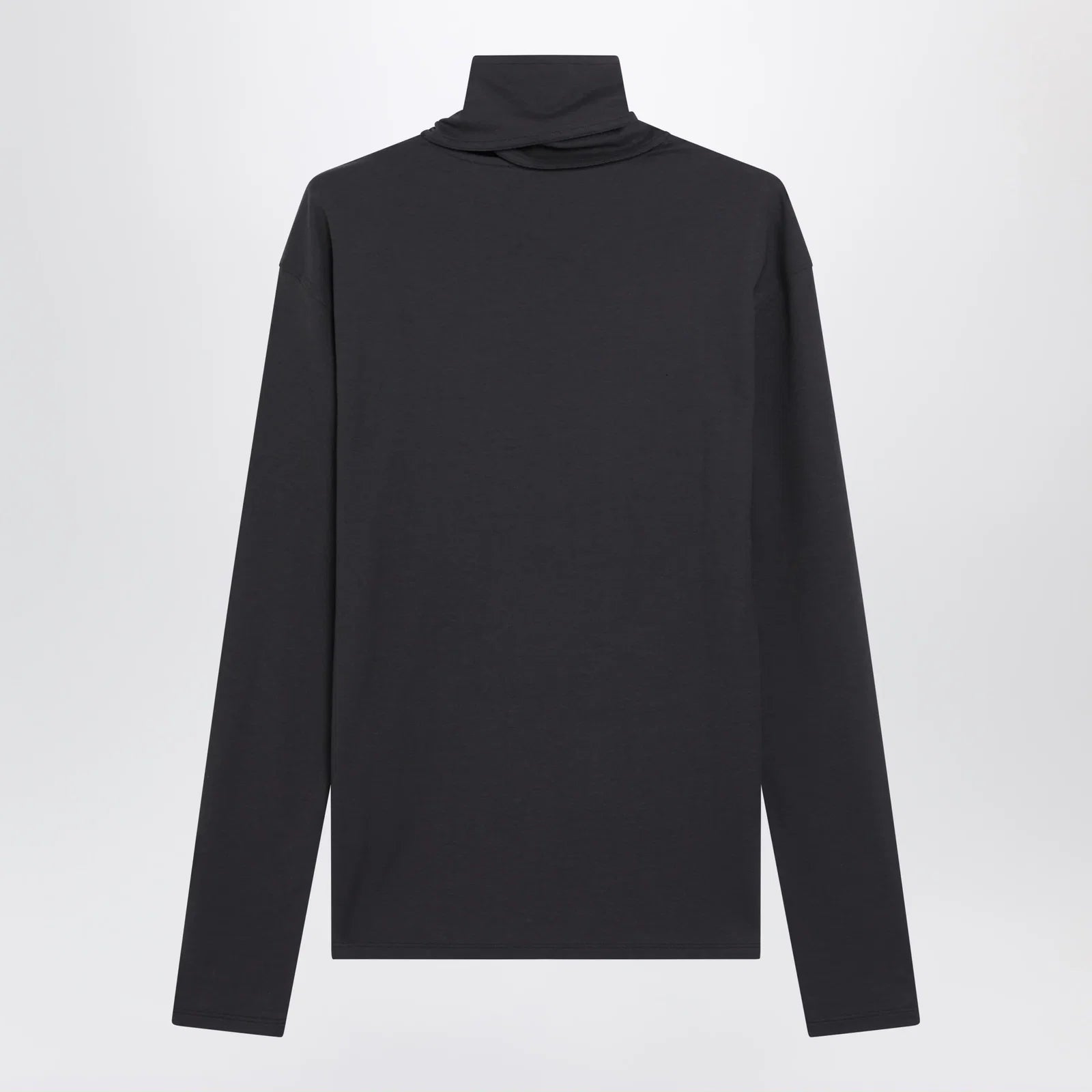 LEMAIRE Dark grey long-sleeved sweater with scarf detail