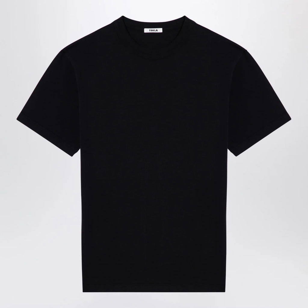 Tekla Black cotton crew-neck T-shirt