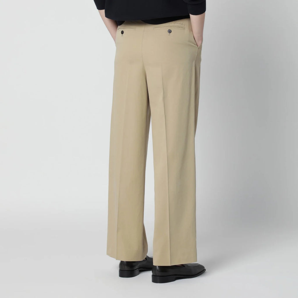 Dunst Beige double-pleat trousers in cotton blend