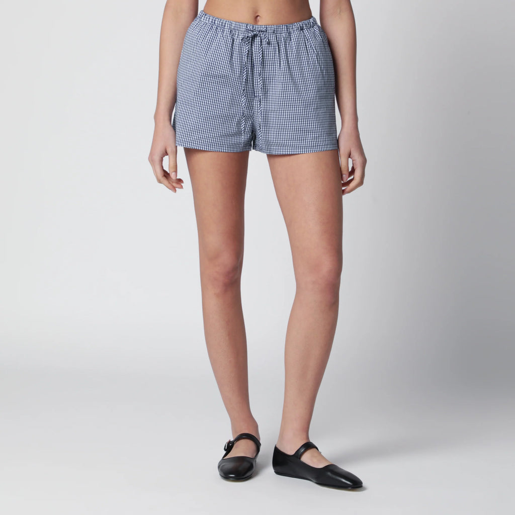 Dunst Navy blue gingham pajama mini shorts