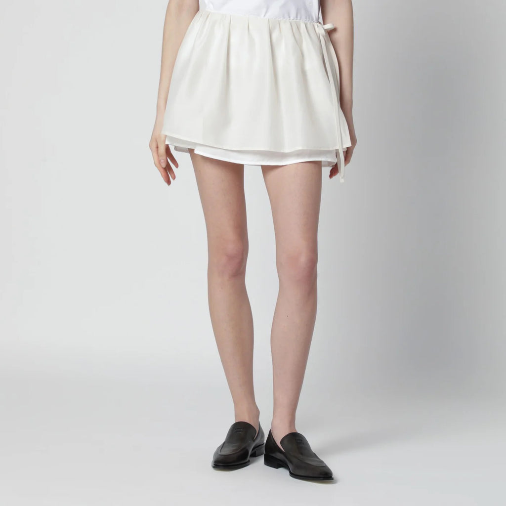 Dunst Cream mini skirt with overlapping panel