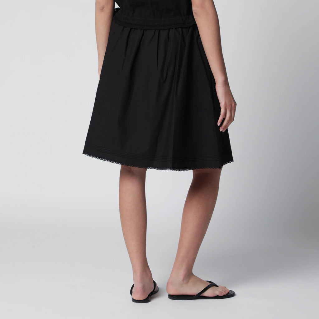 Dunst Black cotton midi full skirt